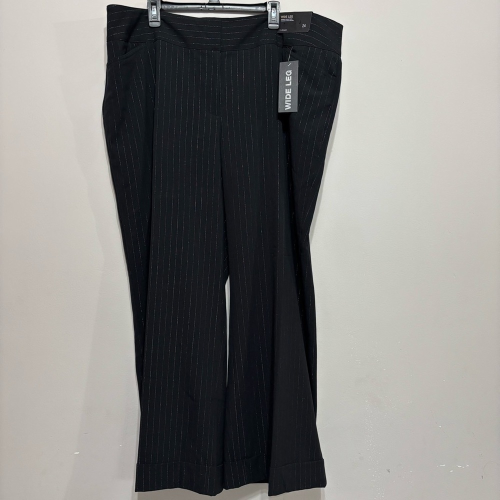 Lane Bryant Black Pinstripe Womens Dress Pants